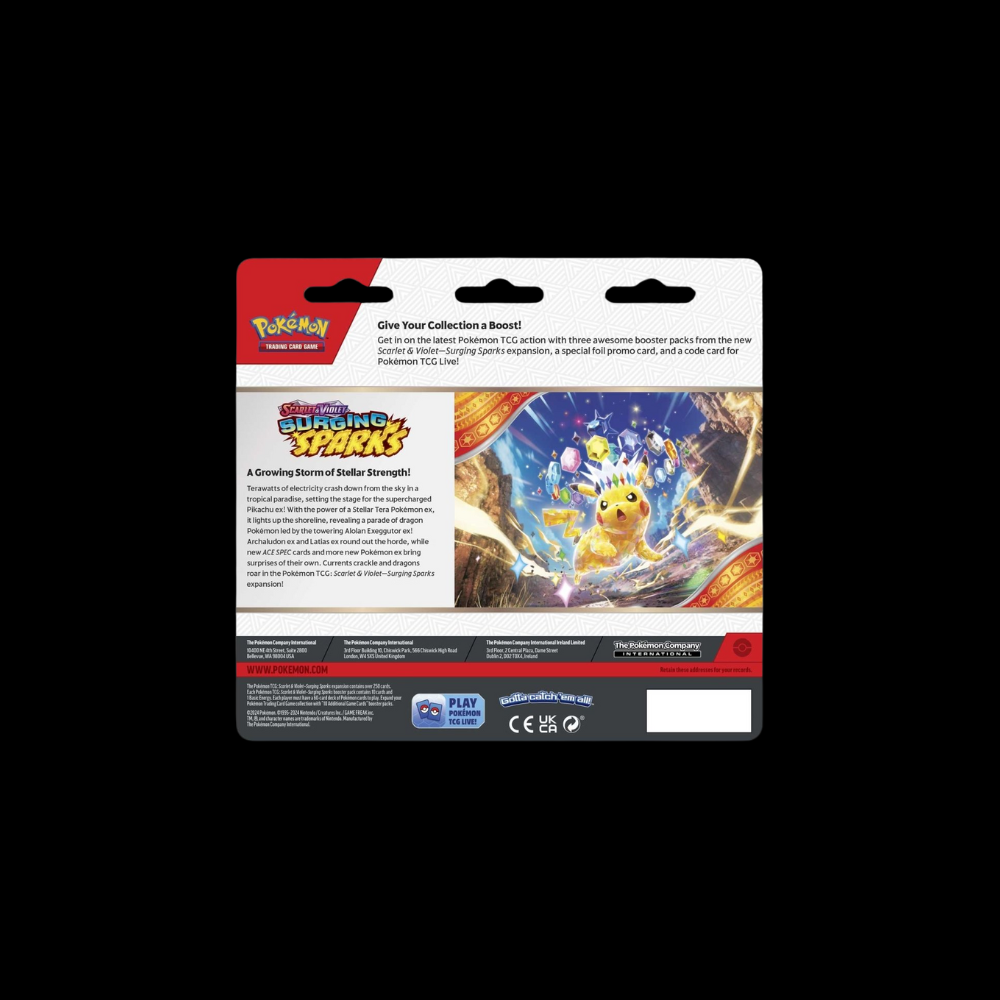 Scarlet & Violet-Surging Sparks 3 Booster Packs & Zapdos Promo card